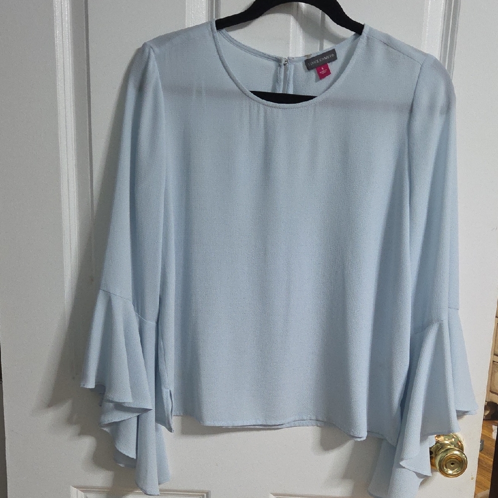 Vince Camuto Soft Blue Blouse with Ruffled Sleeves